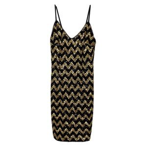 New Look Sequin Golf Black Chevron Sleeveless Party Dress Size 8 NWT